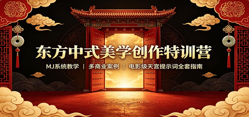 东方中式美学创作特训营：MJ系统教学，多商业案例，电影级天宫提示词全套指南-知创网