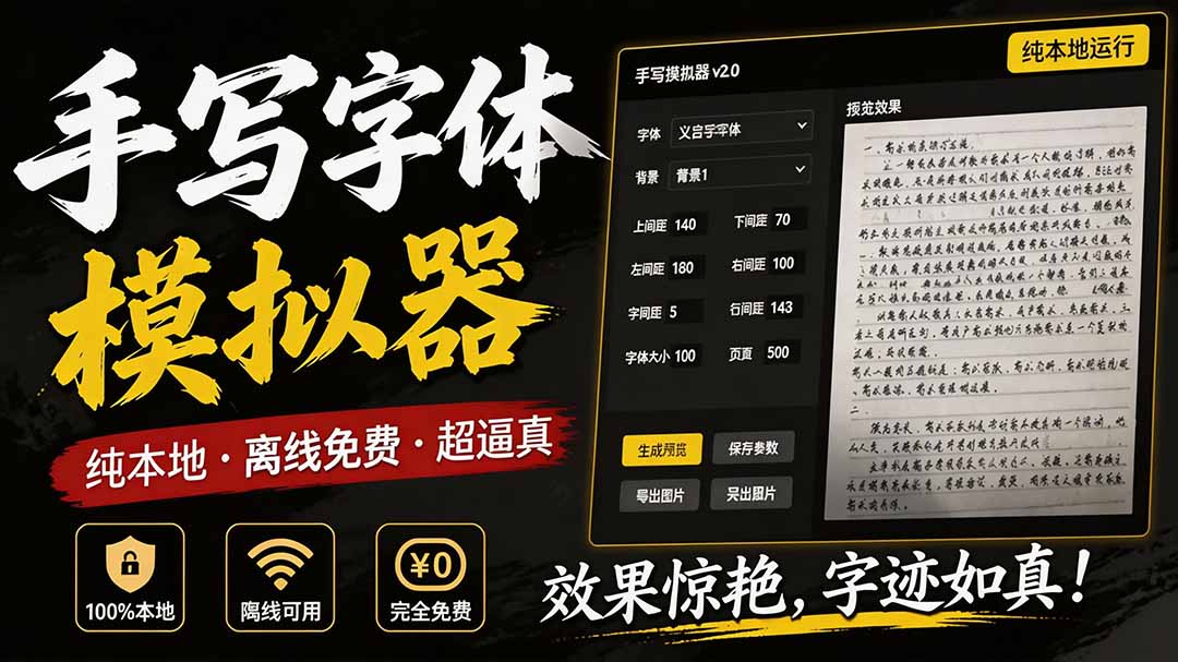 （19810期）罚抄神器！罚抄10万字都不在怕了，手写字体模拟生成器，附带新整理背景图和字体，纯本地离线运行-知创网