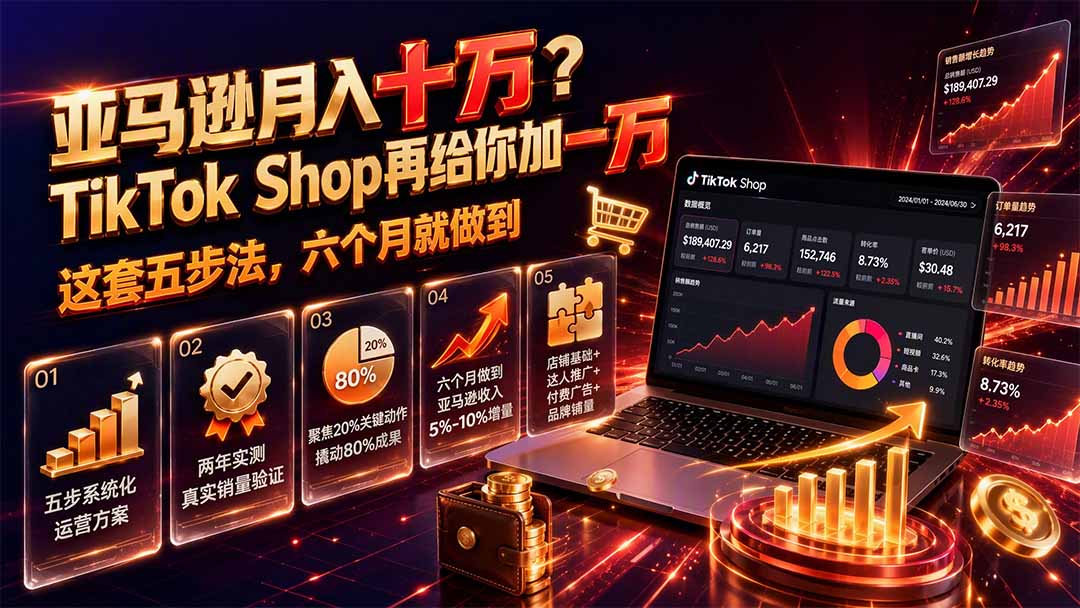 （19643期）亚马逊月入十万？TikTok Shop再给你加一万——这套五步法，六个月就做到【原创双语字幕】-知创网