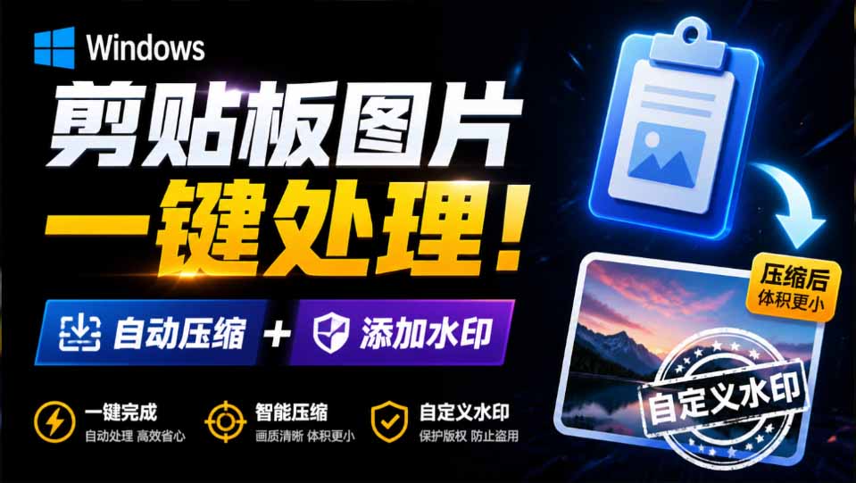 （19831期）Windows 剪贴板复制图片后，体积会暴涨数百倍？剪贴板图片一键自动压缩及添加水印工具-知创网
