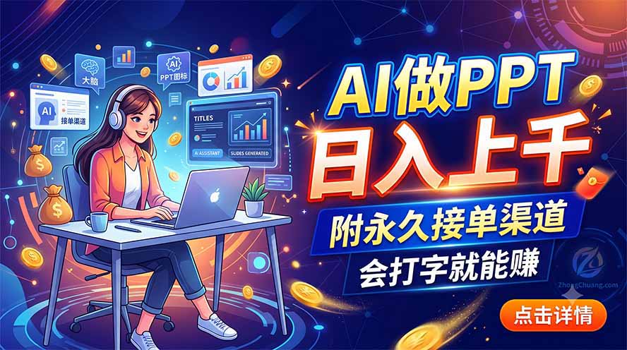 （19644期）AI做PPT日入上千，附永久接单渠道，会打字就能赚-知创网