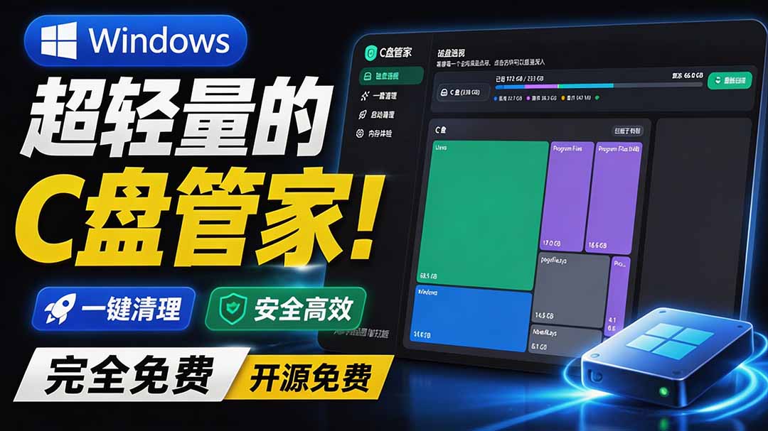 （19750期）Windows 超轻量的C盘管家！超级有特点，支持磁盘分析及清理提醒，2M大小体积，完全免费 C盘管家-知创网
