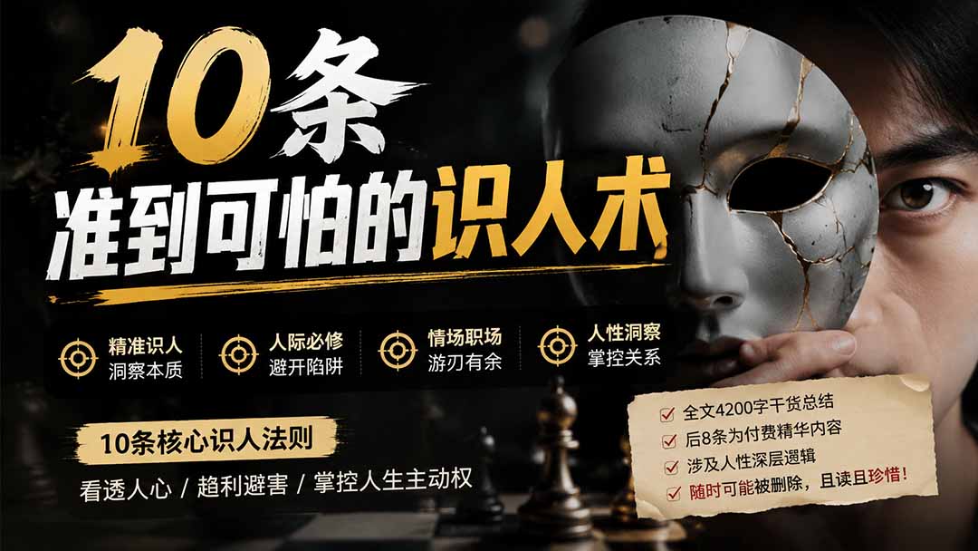 （19751期）付费文章：分享10条准到可怕的识人术术，希望能帮到大家。-知创网