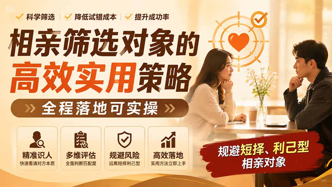 (19727期) 付费文章:相亲筛选对象的高效实用策略,全程落地可实操,规避短择、利己型相亲对象-知创网