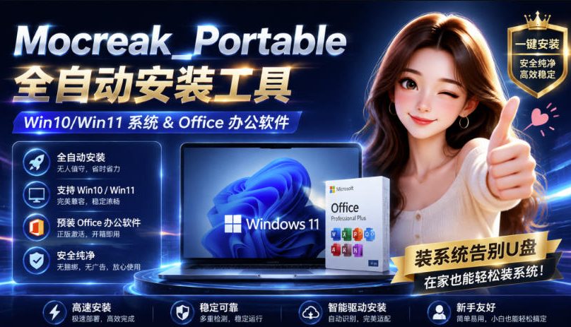 (19970期)Mocreak全自动安装office和win10、win11系统,告别U盘装系统,使用安全可靠-知创网