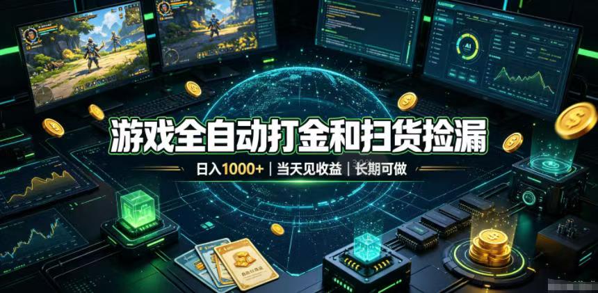 （19647期）游戏全自动打金和扫货捡漏，日入1000+，当天见收益，长期可做！-知创网
