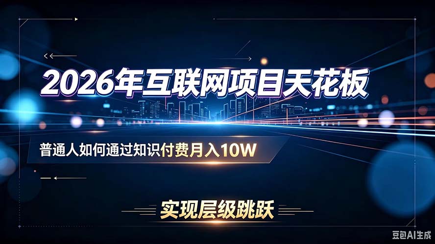 （20150期）2026年互联网项目天花板：普通人如何通过知识付费月入10W，实现层级跳跃-知创网