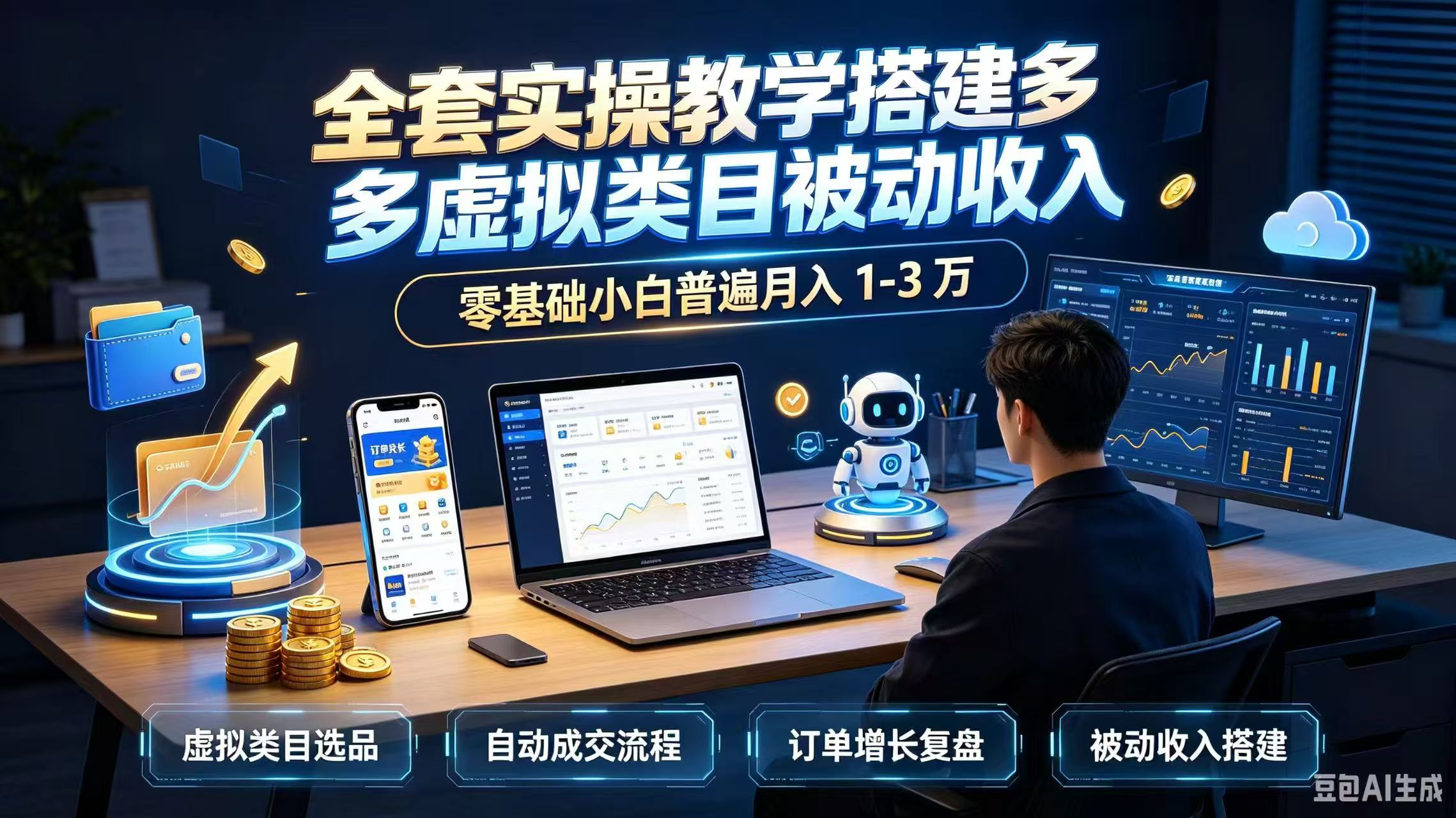 (20076期)全套实操教学搭建多多虚拟类目被动收入,零基础小白普遍月入 1-3 万-知创网
