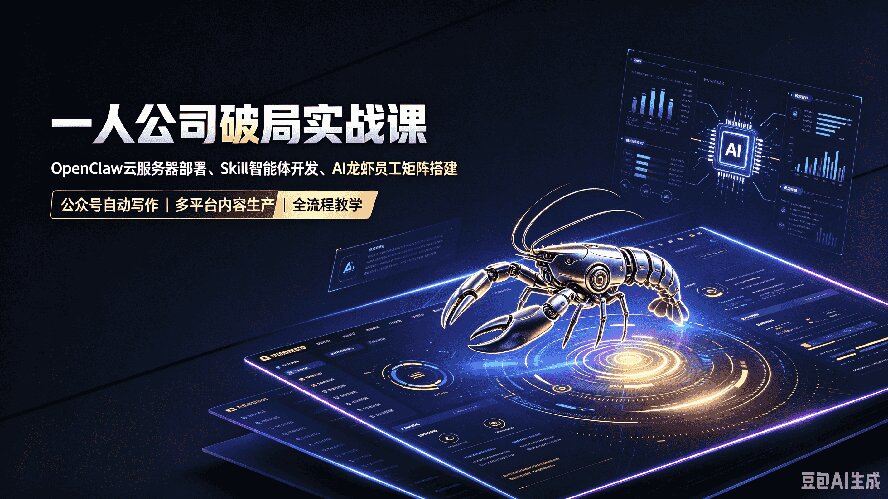 （19995期）一人公司破局实战课｜OpenClaw云服务器部署、Skill智能体开发、AI龙虾员工矩阵搭建，公众号自动写作与多平台内容...-知创网