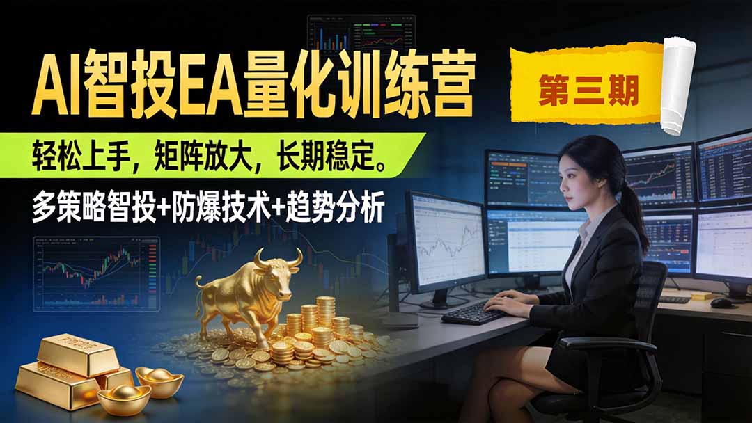 （19737期）AI智投EA量化训练营第三期，多策略智投+防爆技术+趋势分析 ，小白轻松上手，矩阵放大，长期稳定，日入500U。-知创网