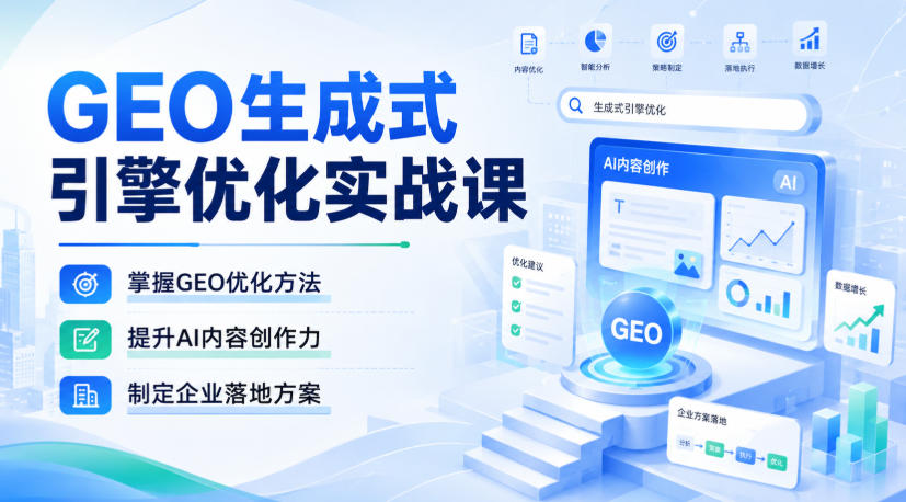 GEO生成式引擎优化实战课，掌握GEO优化方法，提升AI内容创作力，制定企业落地方案-知创网