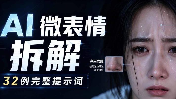 AI微表情拆解提示词合集，精准调控AI角色表情，可直接复用，0基础也能调出影视级表情变化-知创网