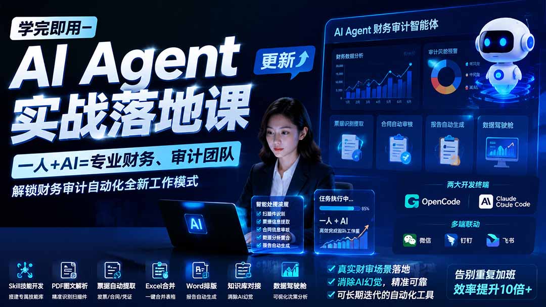 （19740期）学完即用—AI Agent实战落地课-更新：一人+AI=专业财务、审计团队，解锁财务审计自动化全新工作模式-知创网