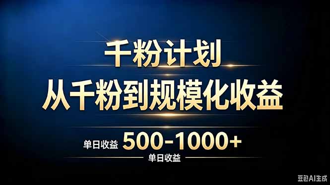 （20078期）抖音千粉账号计划，从千粉到规模化收益 500-1000+单日收益-知创网