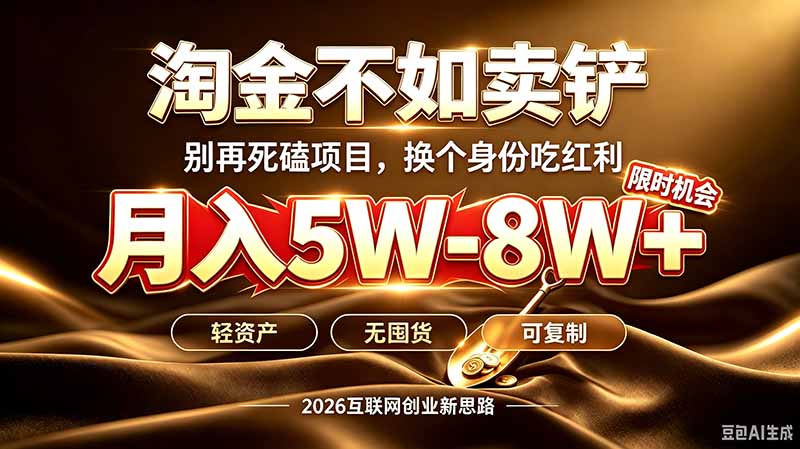 （20152期）别再傻乎乎埋头跑项目！互联网真正赚钱逻辑：做卖铲人，拒绝当韭菜，逆风翻盘月入5-8W+-知创网