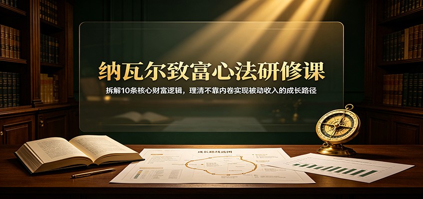 纳瓦尔致富心法研修课:拆解10条核心财富逻辑,理清不靠内卷实现被动收入的成长路径-知创网