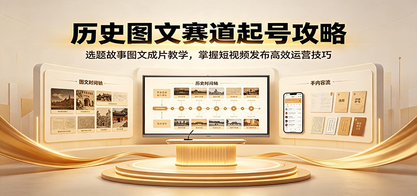 历史图文赛道起号攻略:选题故事图文成片教学,掌握短视频发布高效运营技巧-知创网