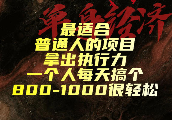 最适合普通人的项目，拿出执行力一个人每天搞个800-1k很轻松【揭秘】-知创网