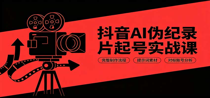 抖音AI伪纪录片起号实战课：完整制作流程，提示词素材，对标账号分析-知创网