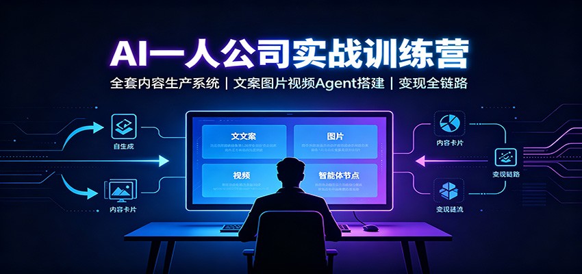 AI创作一人公司实战训练营:全套内容生产系统,文案图片视频Agent搭建变现全链路-知创网