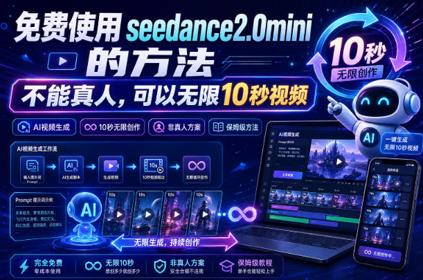 免费使用seedance2.0mini的方法，不能真人，可以无限10秒视频，9图+3音频参考-知创网