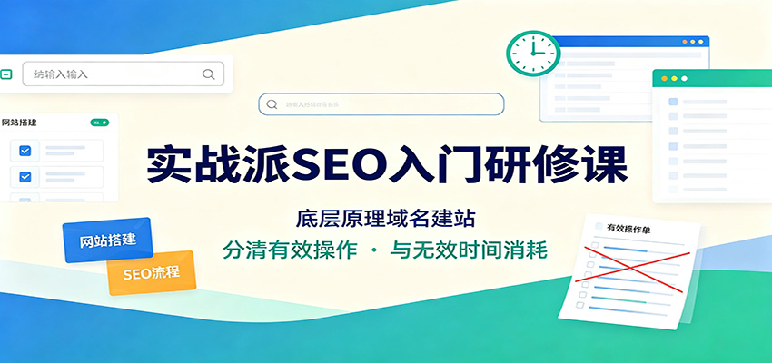 实战派SEO入门研修课：底层原理域名建站，分清有效操作与无效时间消耗-知创网