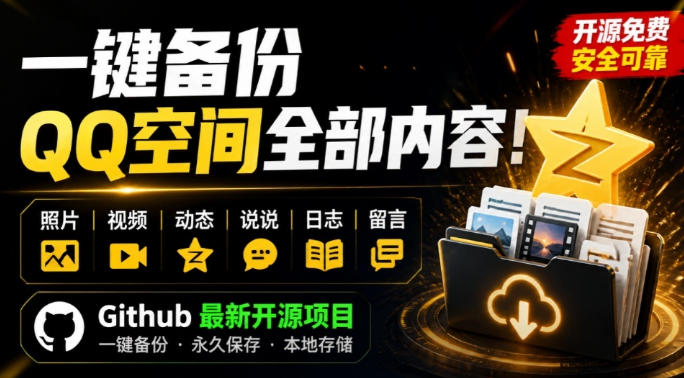 一键将你QQ空间全部内容备份下来!照片/视频/动态信息全存本地,Github最新开源项目QzoneArchive-知创网