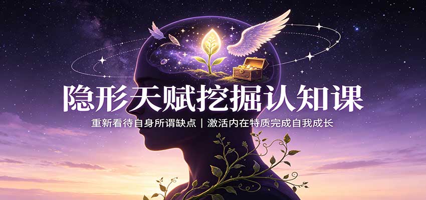 隐形天赋挖掘认知课：重新看待自身所谓缺点，激活内在特质完成自我成长-知创网