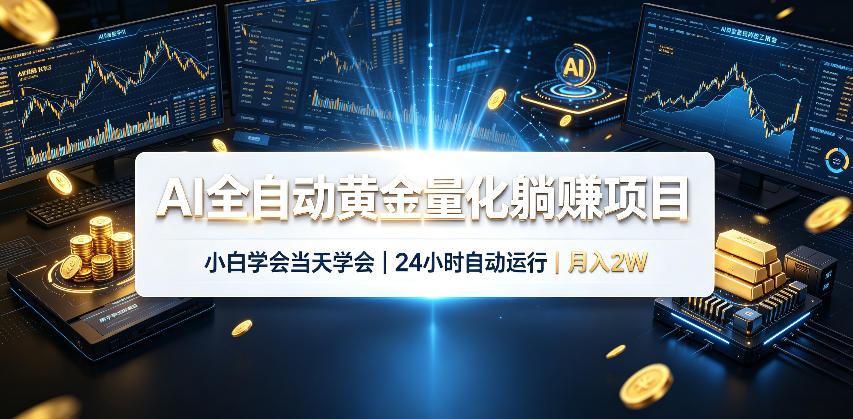 AI全自动黄金量化躺賺项目，小白学会当天学会，24小时自动运行，月入2W！【揭秘】-知创网
