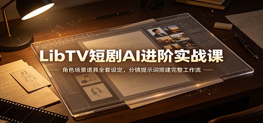 LibTV短剧AI进阶实战课：角色场景道具全套设定，分镜提示词搭建完整工作流-知创网