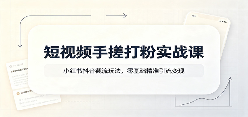 短视频手搓打粉实战课：小红书抖音截流玩法，零基础精准引流变现-知创网