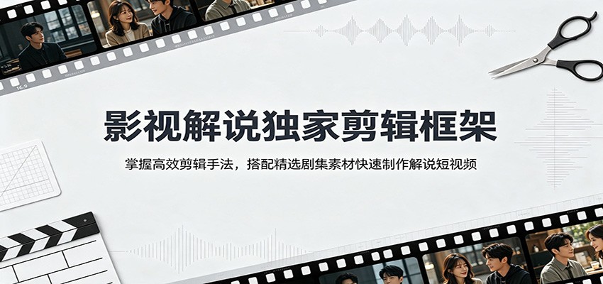 影视解说独家剪辑框架：掌握高效剪辑手法，搭配精选剧集素材快速制作解说短视频-知创网