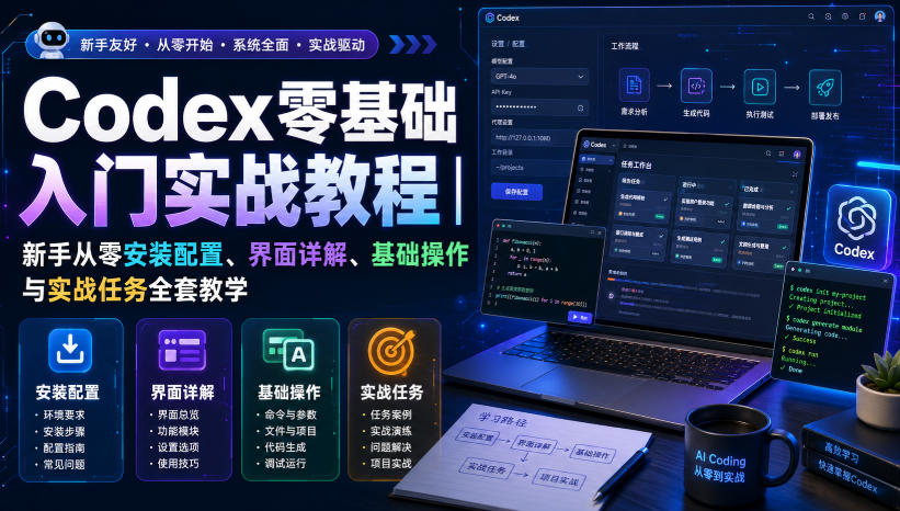 Codex零基础入门实战教程|新手从零安装配置、界面详解、基础操作与实战任务全套教学-知创网