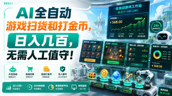 AI全自动游戏扫货和打金币，日入几百，无需人工值守！【揭秘】-知创网