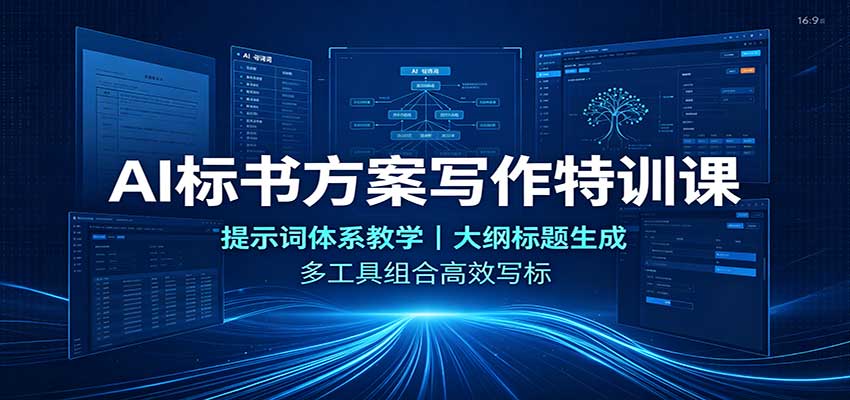 AI标书方案写作特训课：提示词体系教学，大纲标题生成，多工具组合高效写标-知创网