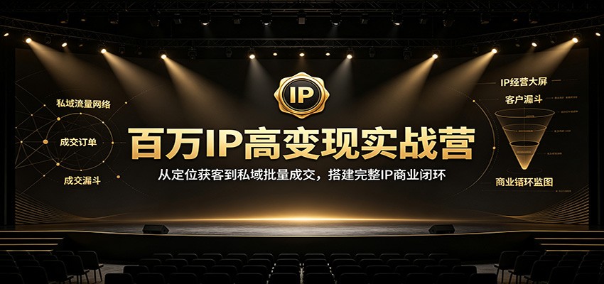 百万IP高变现实战营：从定位获客到私域批量成交，搭建完整IP商业闭环-知创网