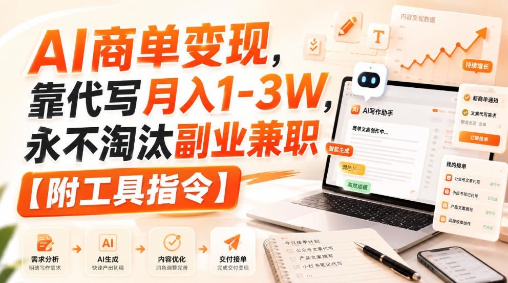 AI商单变现，靠代写月入1-3W，永不淘汰副业兼职【附工具指令】【揭秘】-知创网