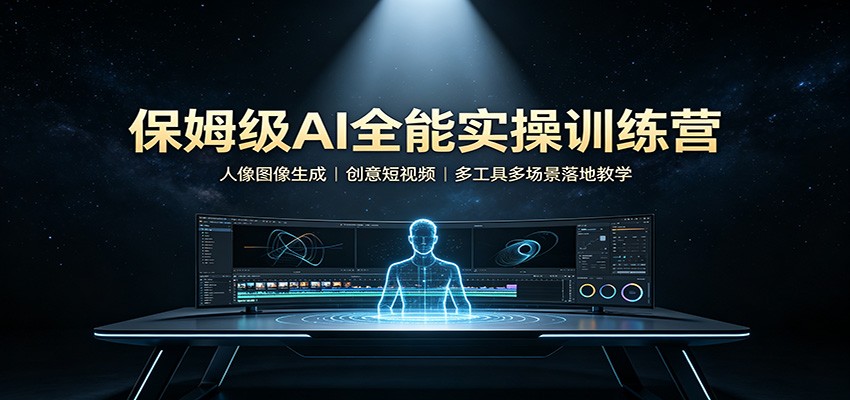 保姆级AI全能实操训练营：人像图像生成，创意短视频，多工具多场景落地教学-知创网
