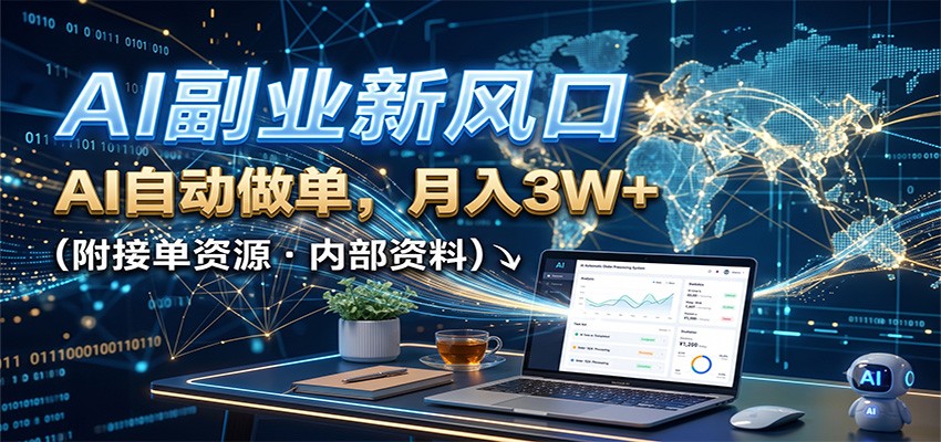 AI副业新风口,AI自动做单,月入3W+,附接单资源-知创网
