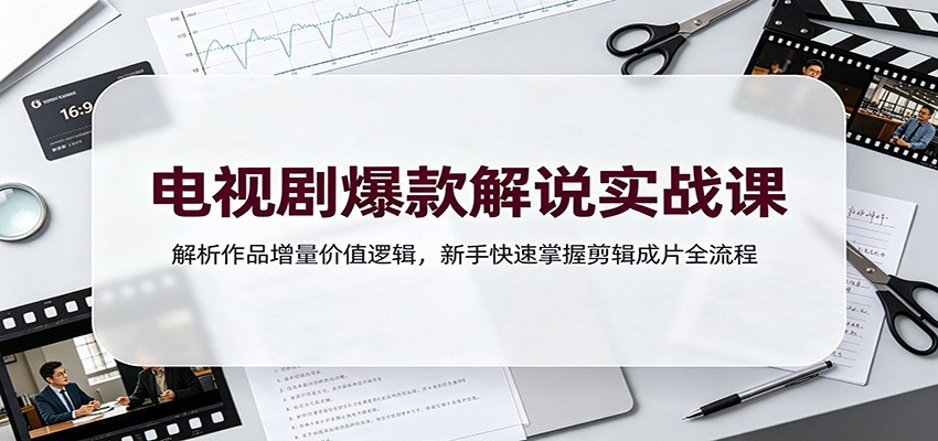 电视剧爆款解说实战课：解析作品增量价值逻辑，新手快速掌握剪辑成片全流程-知创网