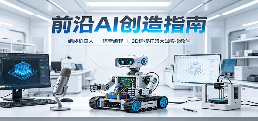 前沿AI创造指南：组装机器人、语音编程、3D建模打印大咖实操教学-知创网