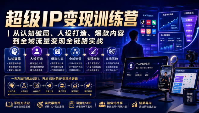 超级IP变现训练营｜从认知破局、人设打造、爆款内容到全域流量变现全链路实战-知创网