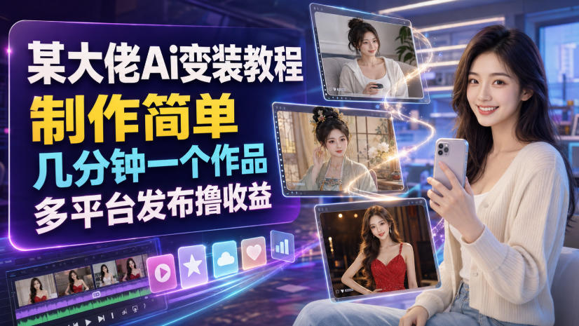 某大佬Ai变装教程，制作简单，几分钟一个作品，多平台发布撸收益-知创网