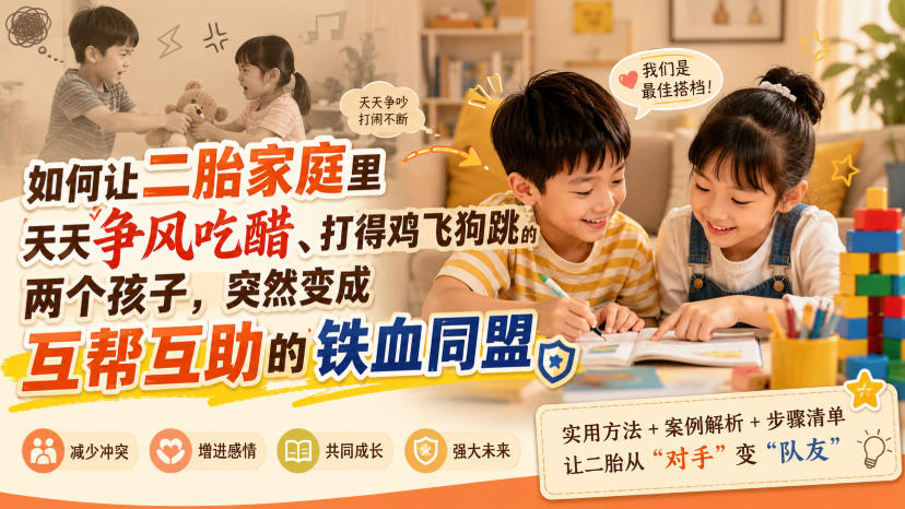 付费文章:如何让二胎家庭里天天争风吃醋、打得鸡飞狗跳的两个孩子,突然变成互帮互助的铁血同盟?-知创网