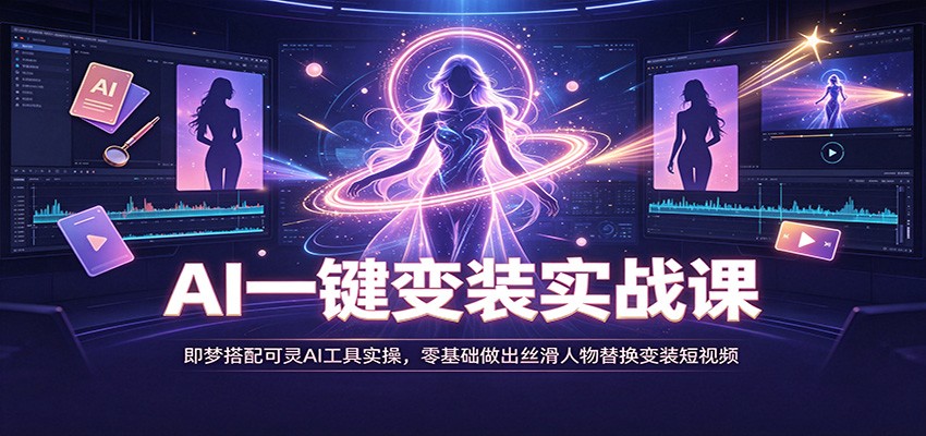 AI一键变装实战课：即梦搭配可灵AI工具实操，零基础做出丝滑人物替换变装短视频-知创网