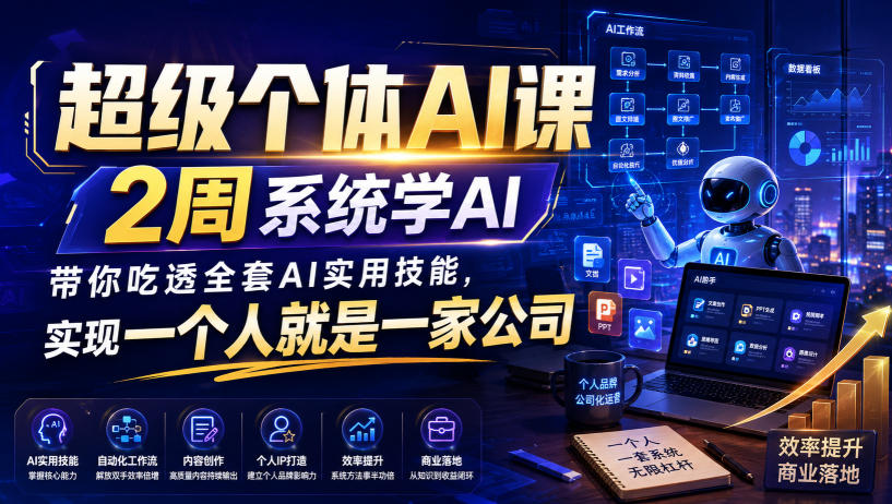 超级个体AI课，2周系统学AI，带你吃透全套AI实用技能，实现一个人就是一家公司-知创网