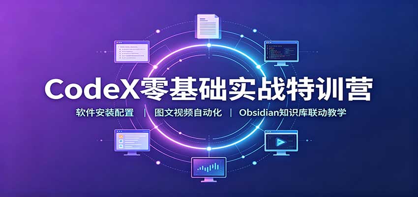CodeX零基础实战特训营:软件安装配置,图文视频自动化,Obsidian知识库联动教学-知创网