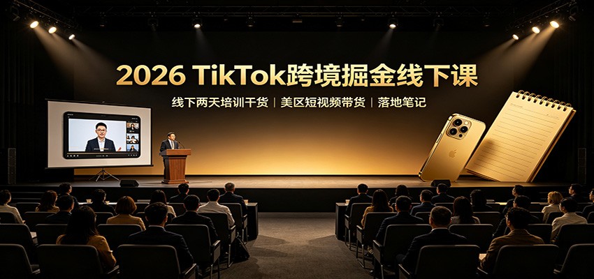 2026 TikTok跨境掘金线下课：线下两天培训干货，美区短视频带货落地笔记-知创网