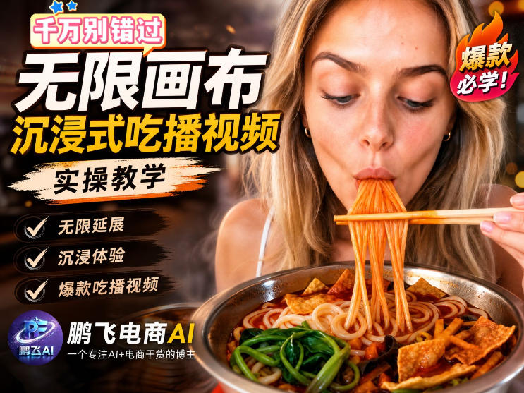 保姆级教程|用AI无线画布做沉浸式吃播,3步直接出片,无线画布工作流,操作简单好上手-知创网