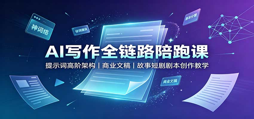 AI写作全链路陪跑课：提示词高阶架构，商业文稿，故事短剧剧本创作教学-知创网